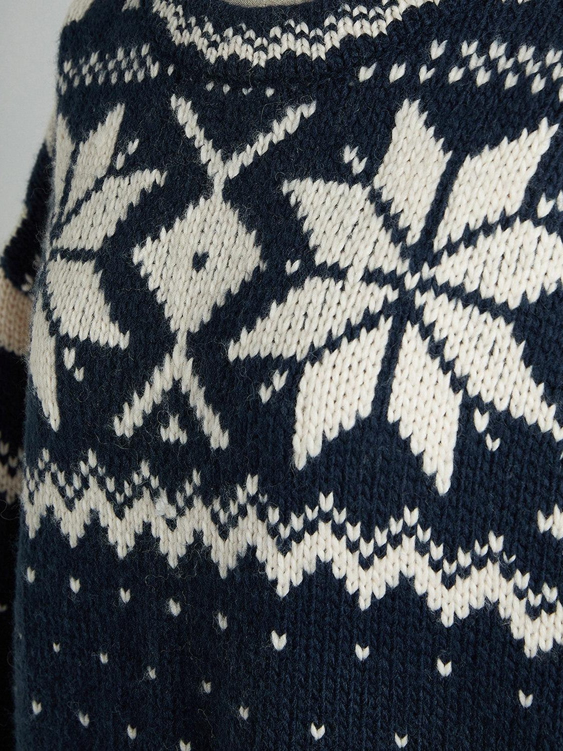 FUSSED Midnight Blue Vintage Fair Isle 3 Needle Rib Snow Elf Women&