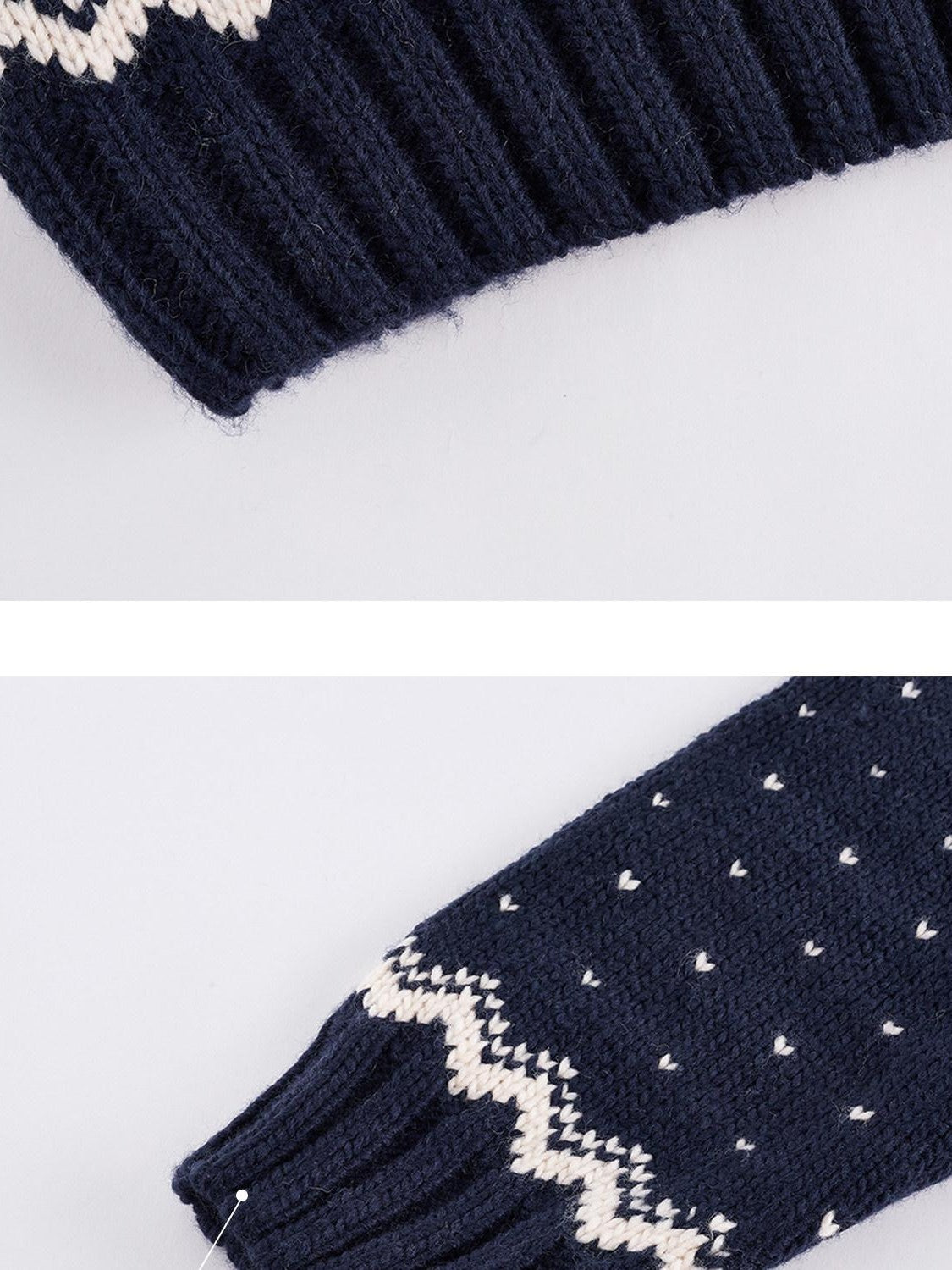 FUSSED Midnight Blue Vintage Fair Isle 3 Needle Rib Snow Elf Women&