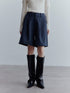 Midnight Blue Wool Blend Wide Leg Shorts