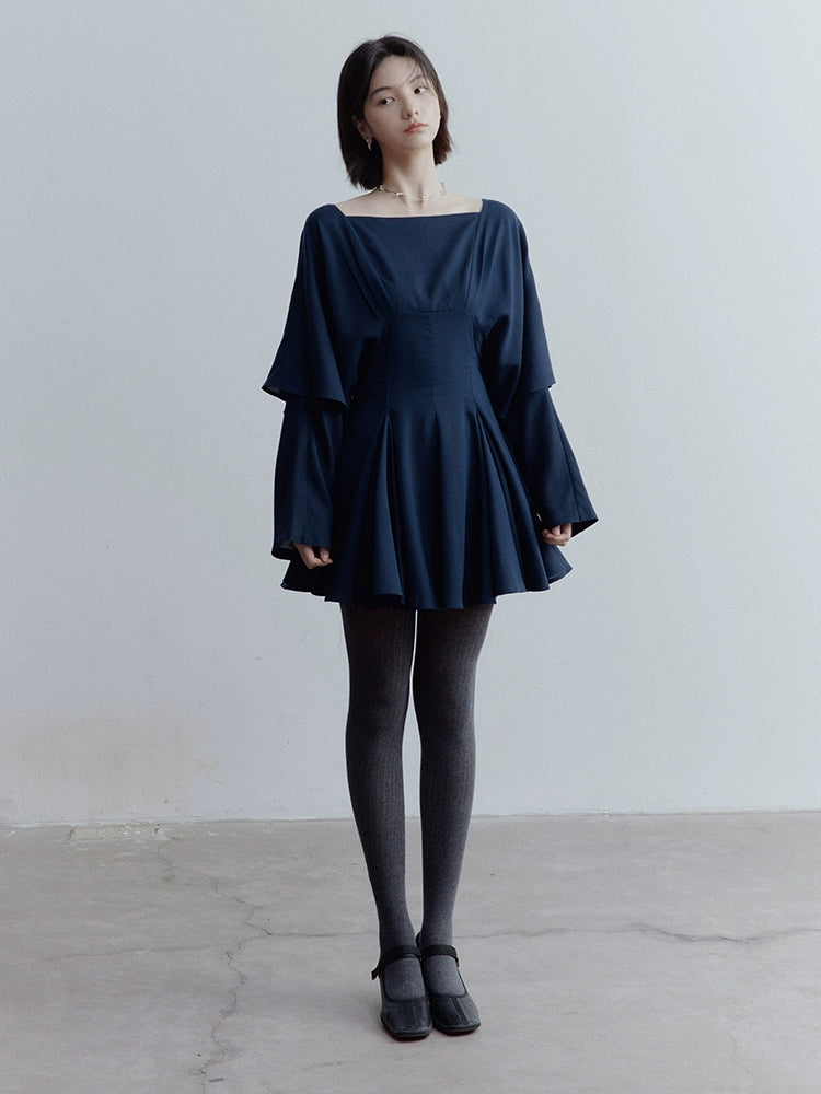 FUSSED_Midnight_Butterfly_Deconstructed_Blue_Eclipse_Tiered_Dress_V-Neck_T-Shirt_Long-Sleeve_MISSTT