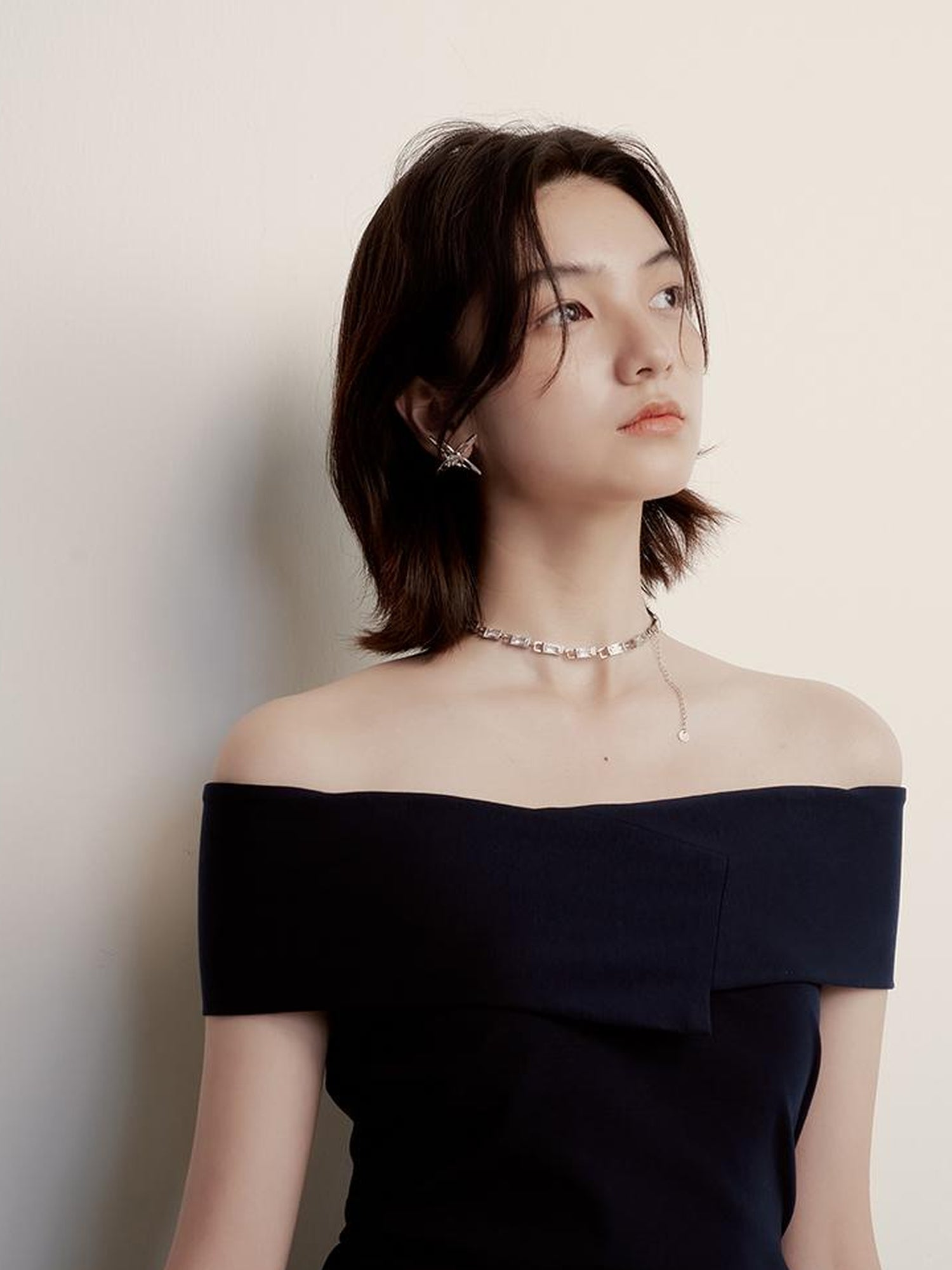 FUSSED Midnight Flight Prussian Blue Asymmetric One Shoulder Dress