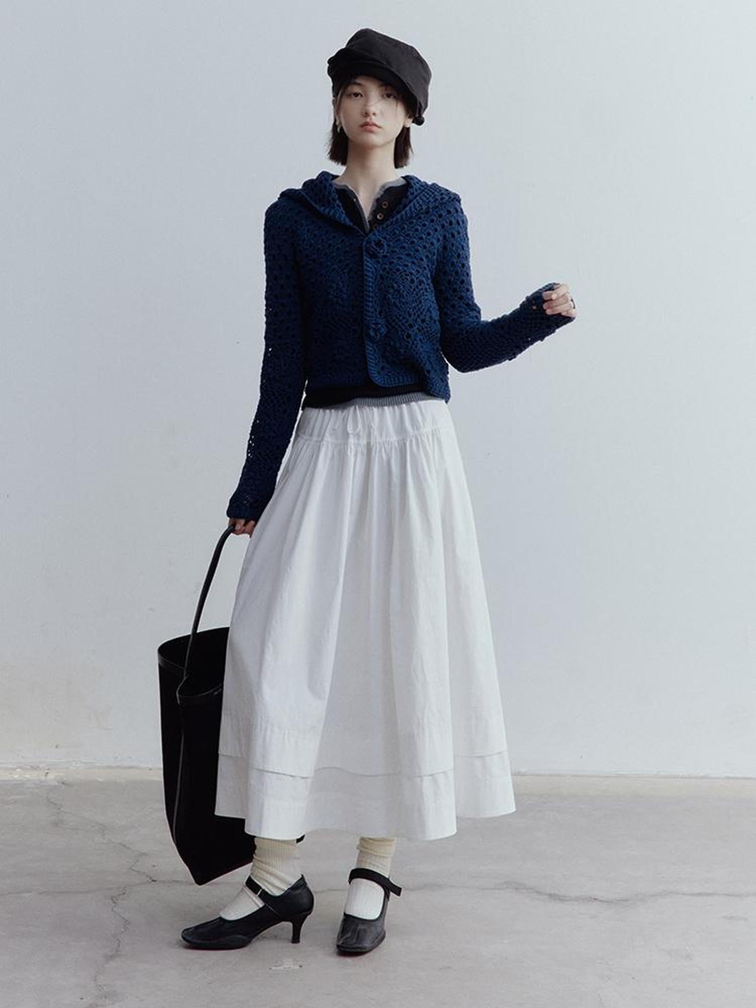 FUSSED Midnight Garden Hand Crochet Lace Rose Evening Blue Cardigan