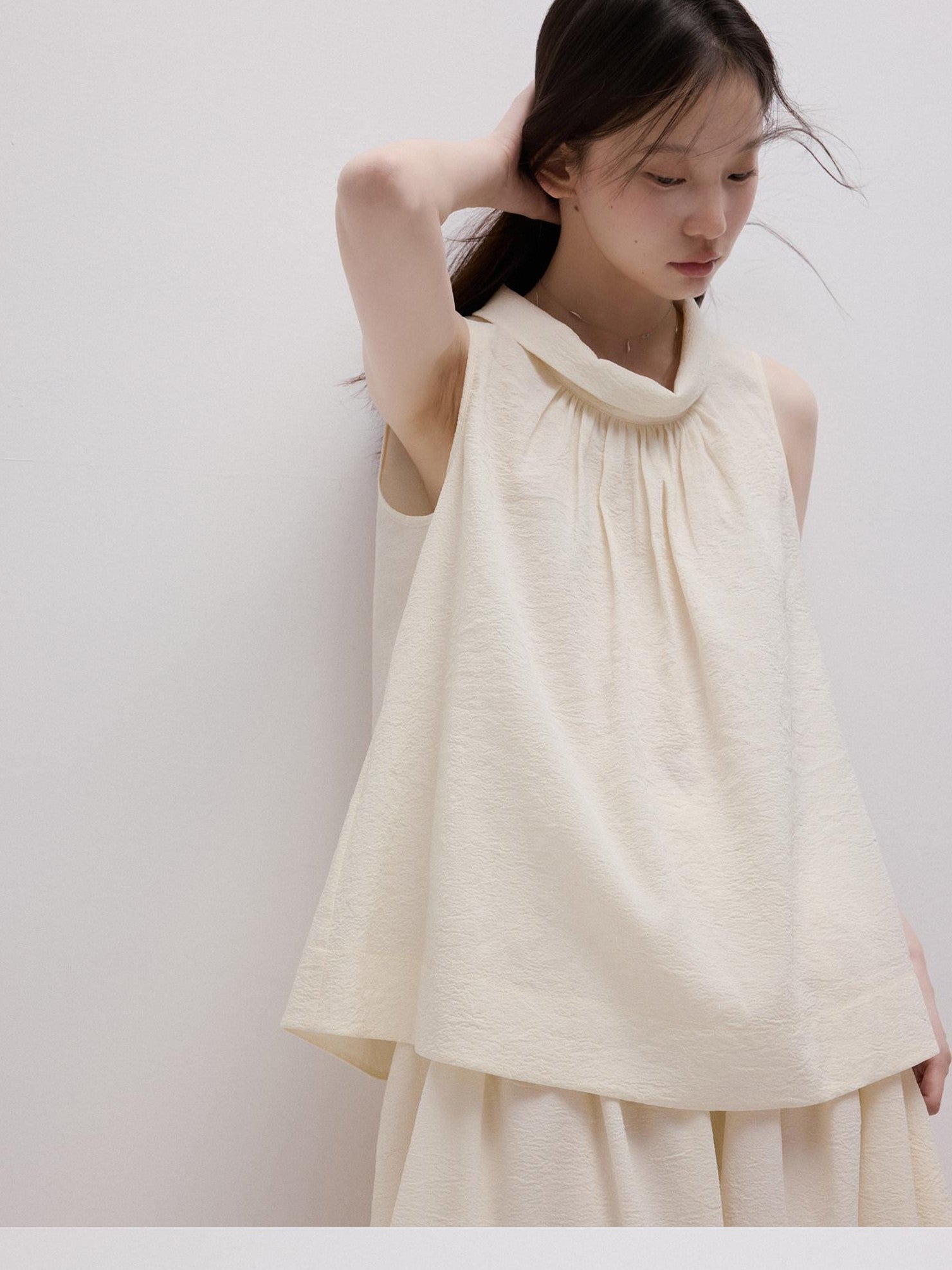 FUSSED Milk Mist White Bubble Layered Sleeveless Women&