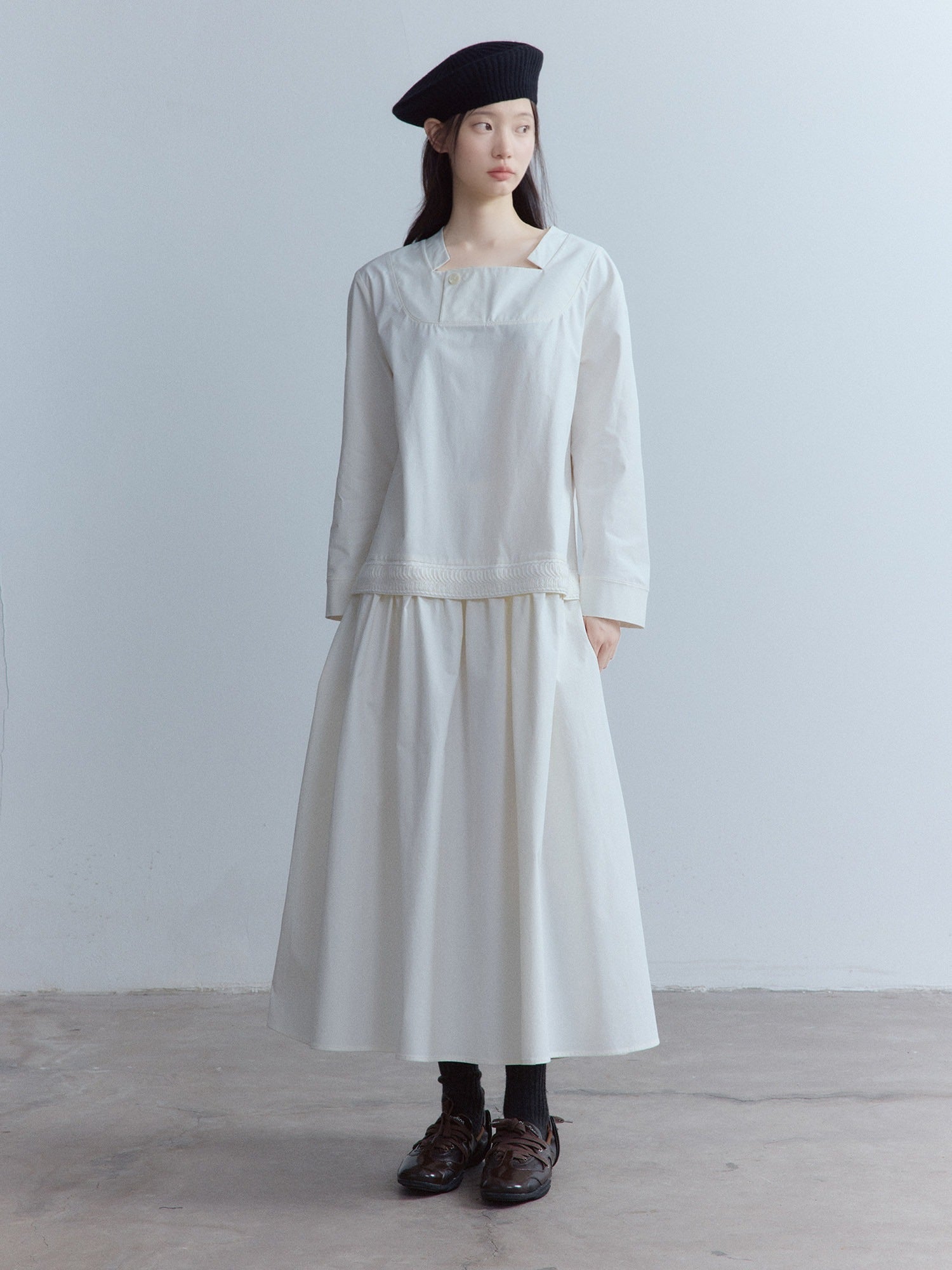 FUSSED_Mist_White_Wool_Lace_Structured_Shirt_Collar_Women&