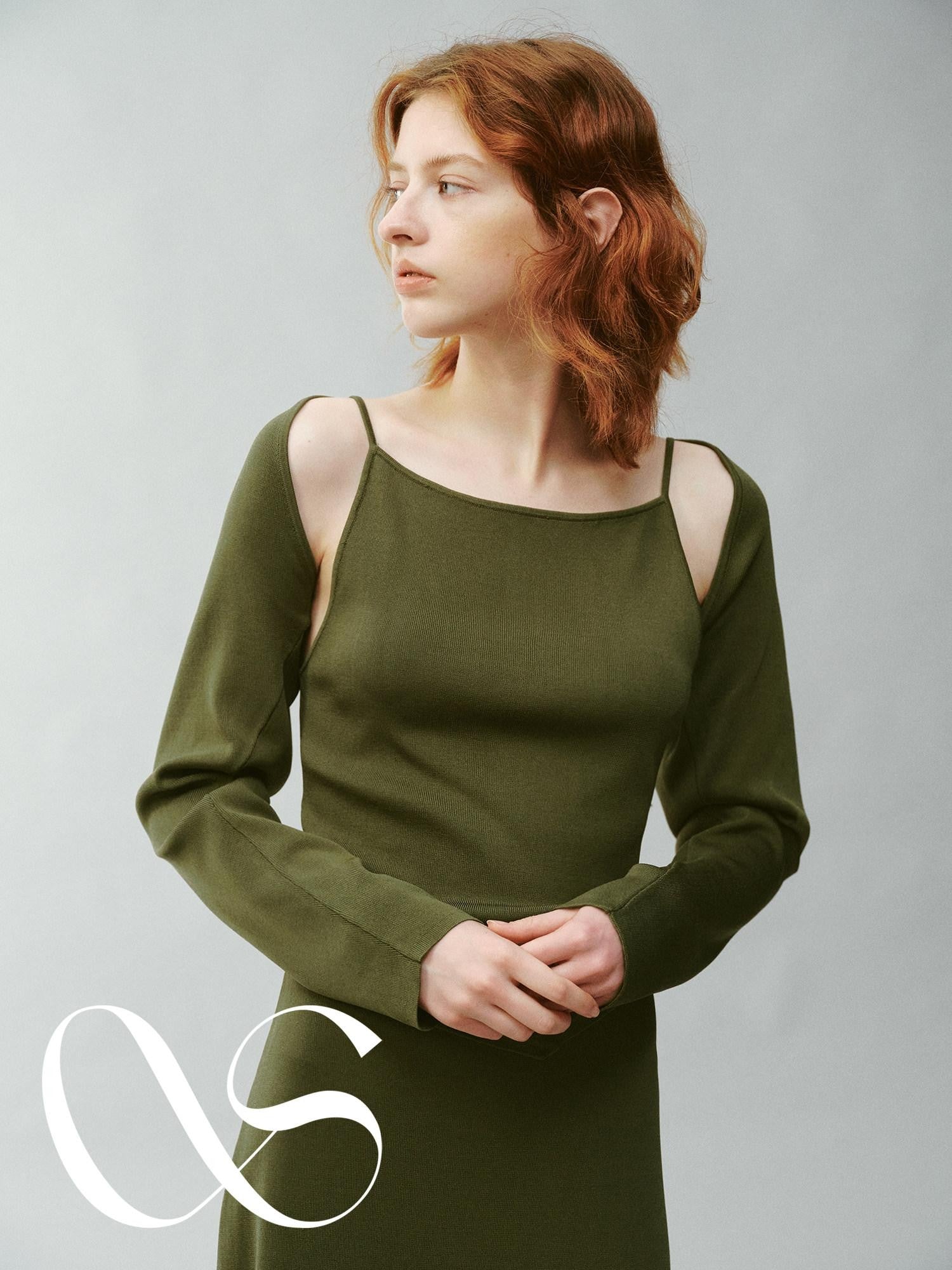FUSSED Misty Green Asymmetrical Draped Knit Women&