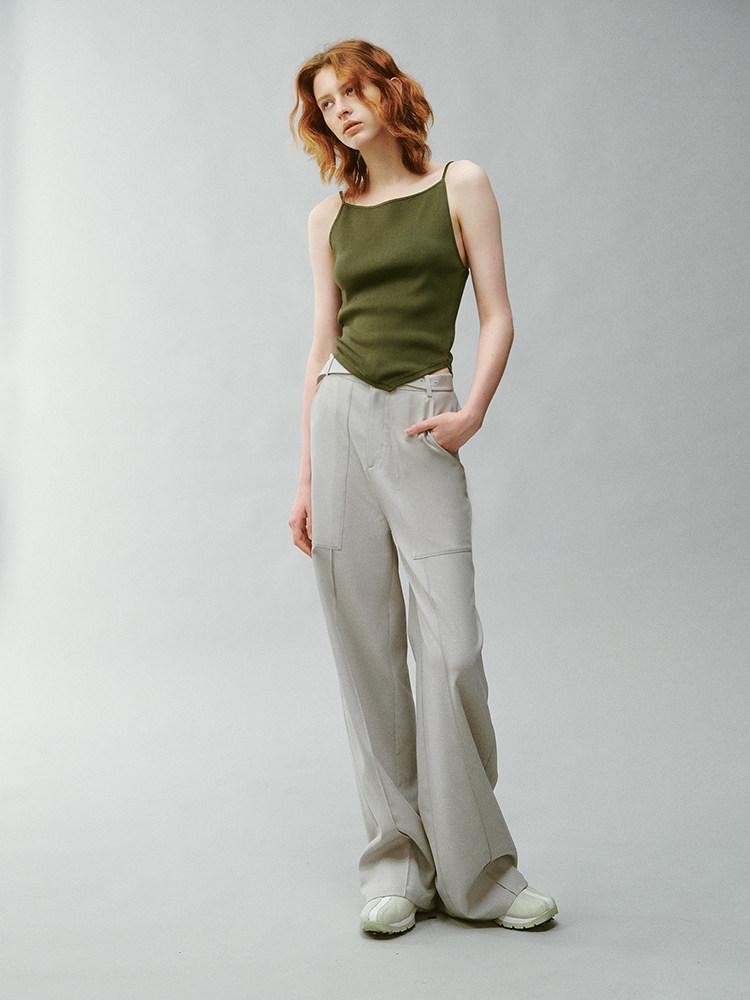 FUSSED Misty Green Asymmetrical Draped Knit Women&