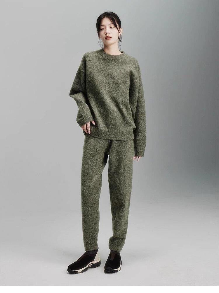 FUSSED Misty Green Double Thread Knit Women&