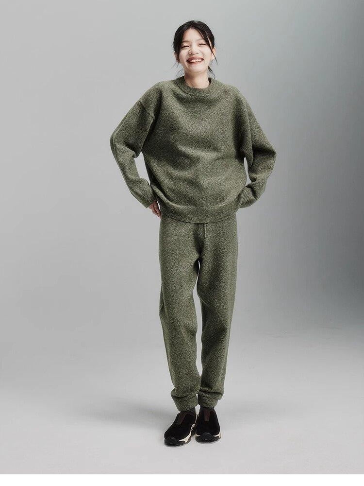 FUSSED Misty Green Double Thread Knit Women&