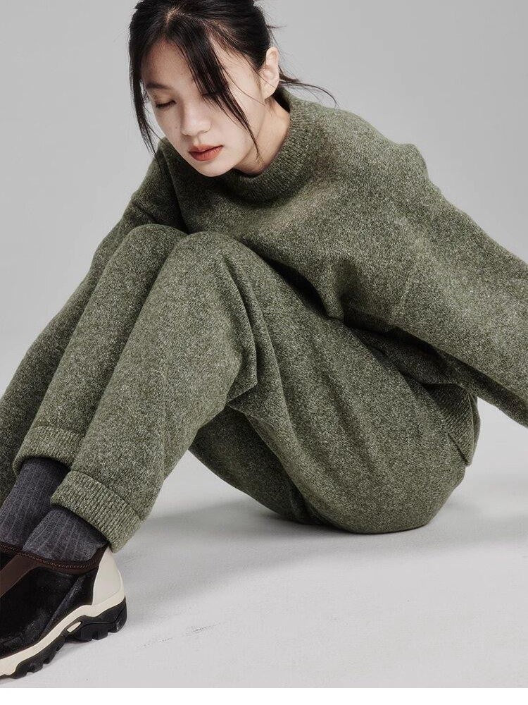 FUSSED Misty Green Double Thread Knit Women&