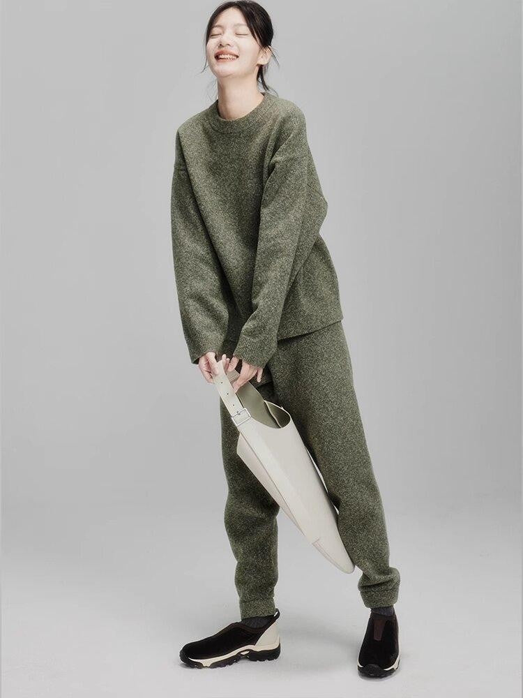 FUSSED Misty Green Double Thread Knit Women&