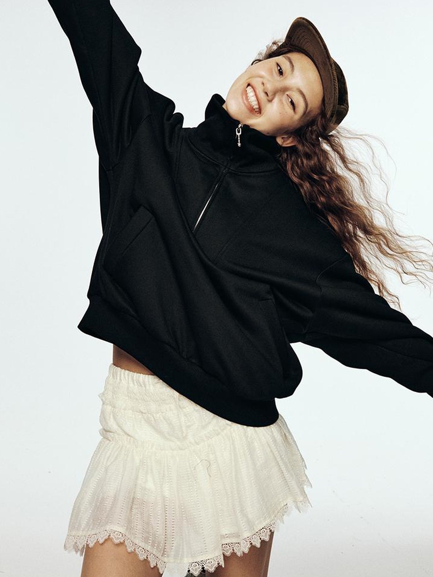 FUSSED Misty Romance Textured Milk White Layered Sheer Mini Skirt