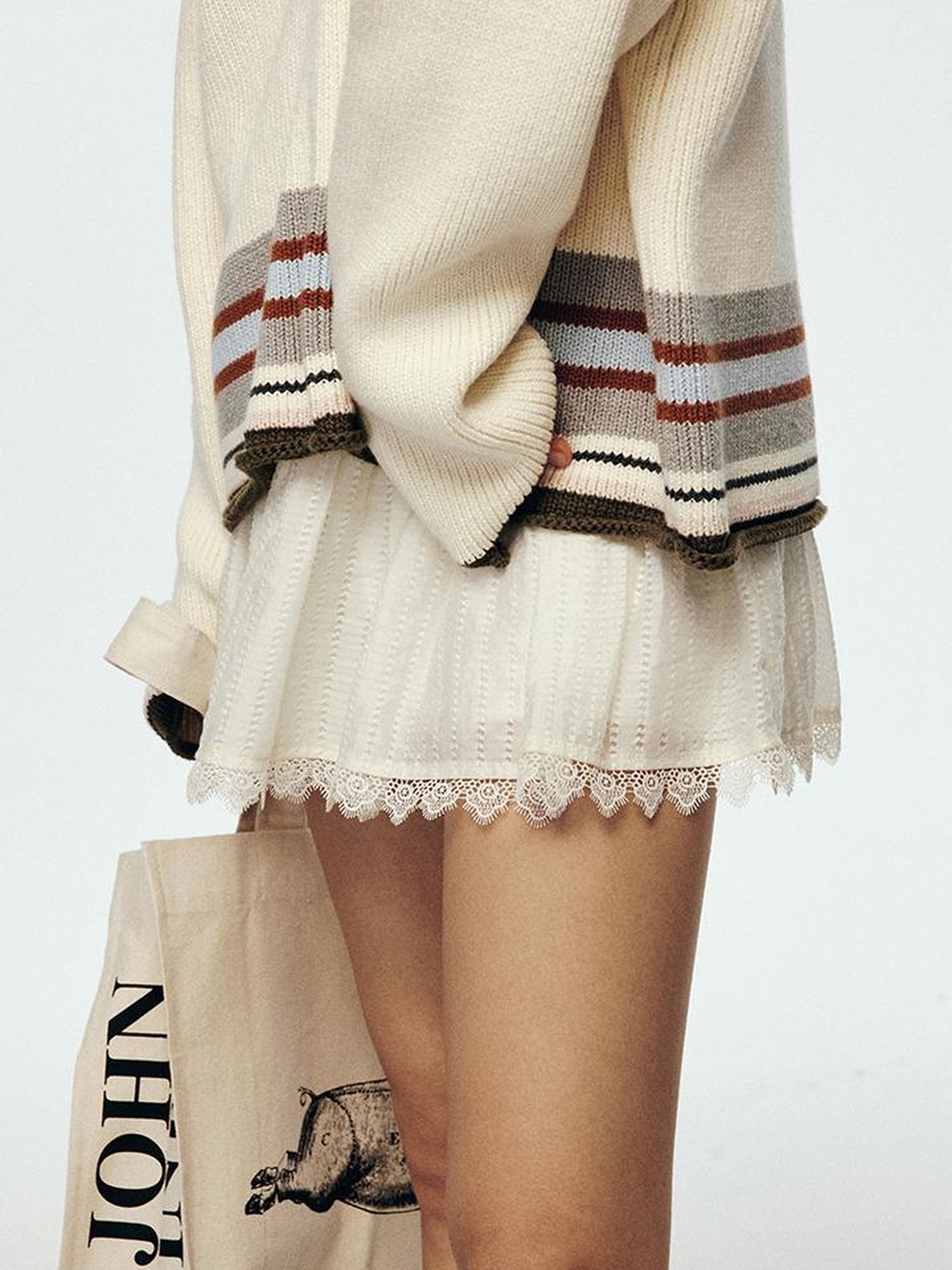 FUSSED Misty Romance Textured Milk White Layered Sheer Mini Skirt