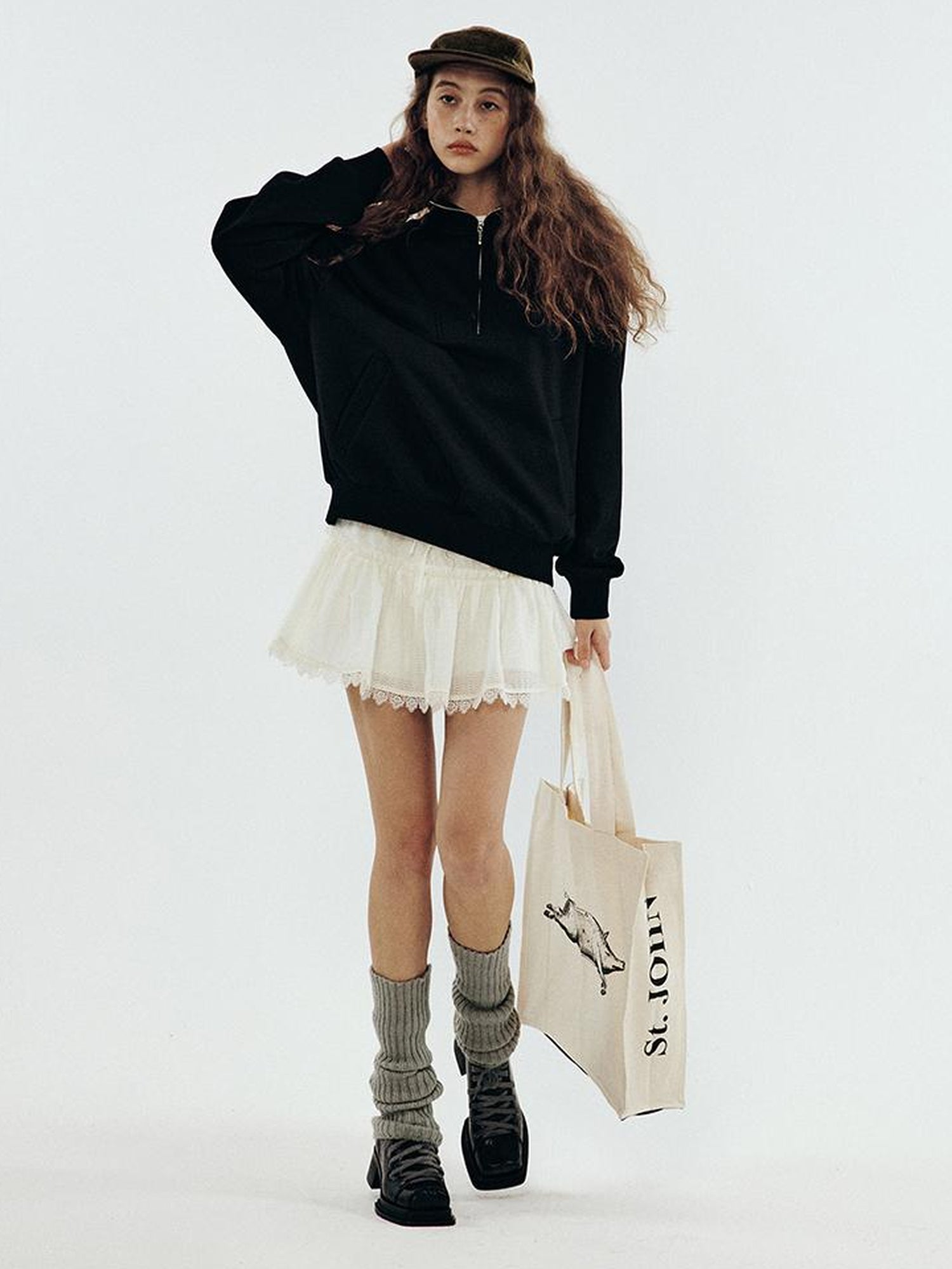 FUSSED Misty Romance Textured Milk White Layered Sheer Mini Skirt