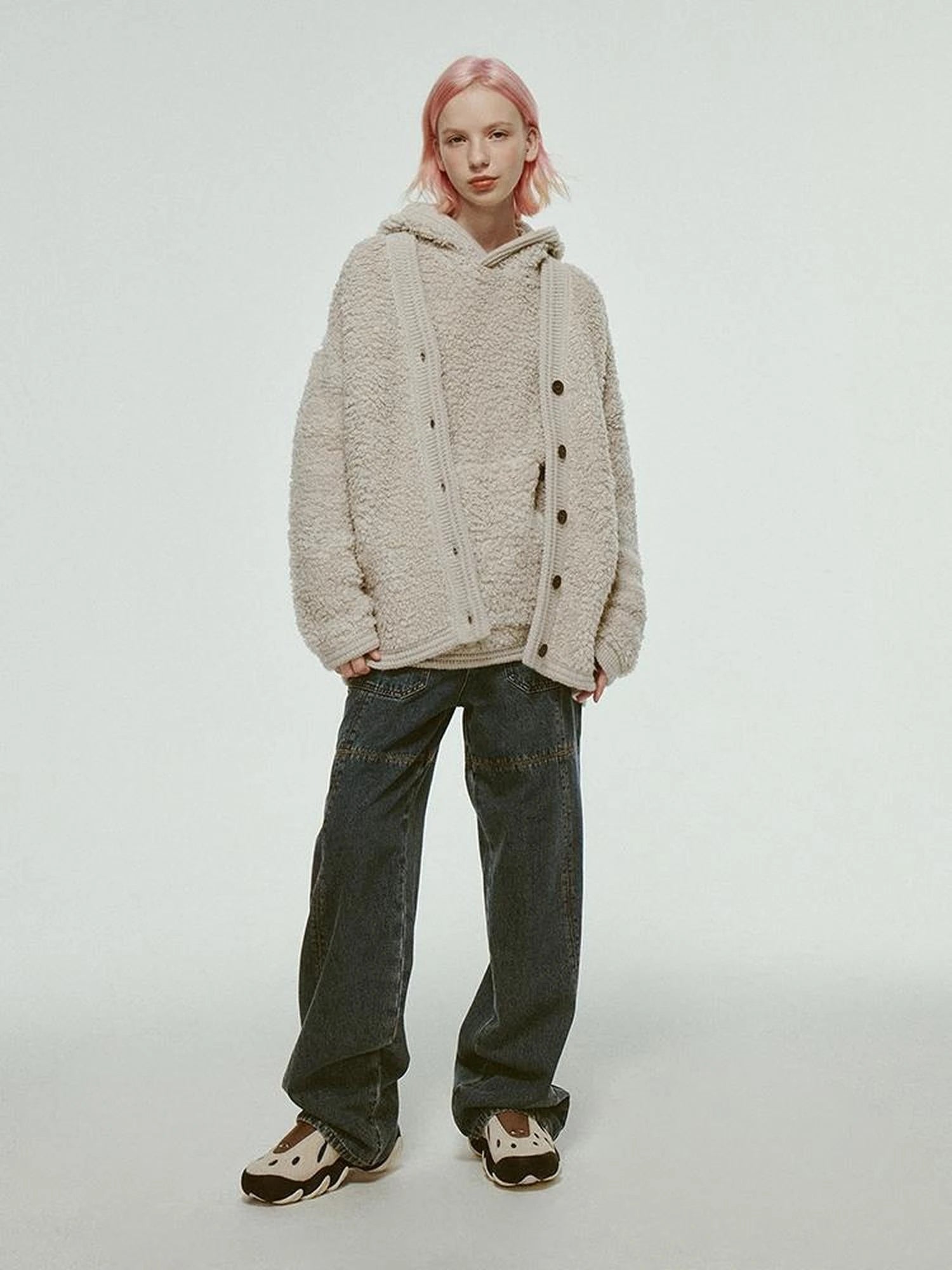 Misty Wool Loop Knit Cardigan V-neck T-shirt Long Sleeve