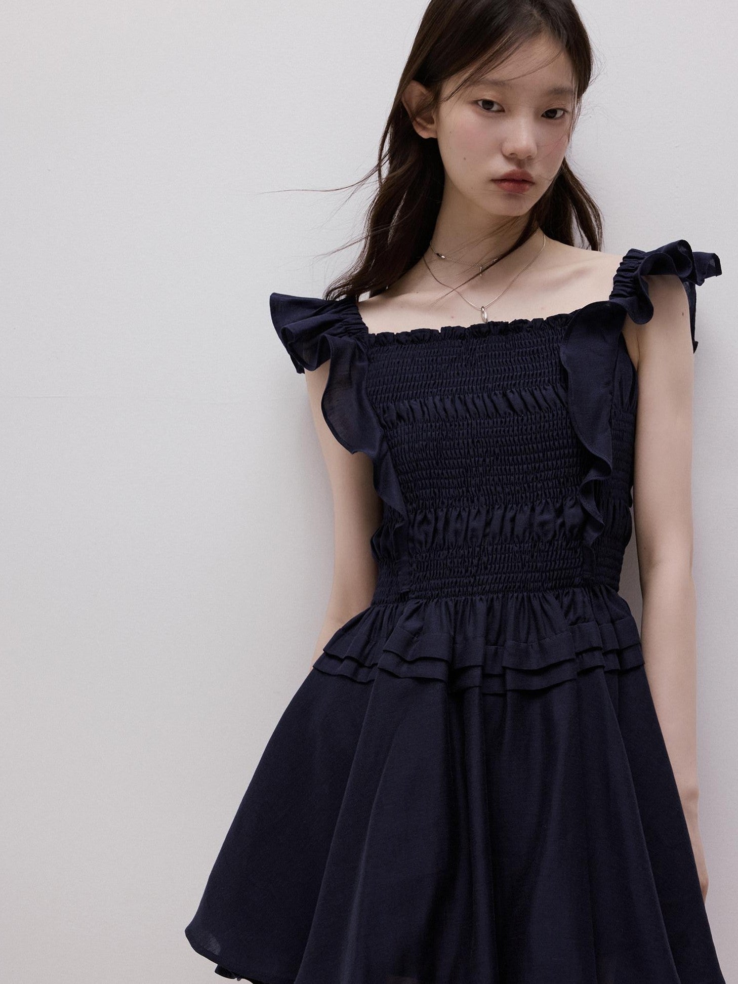 FUSSED Moon Blue Ruching Layered Tie Convertible Women&