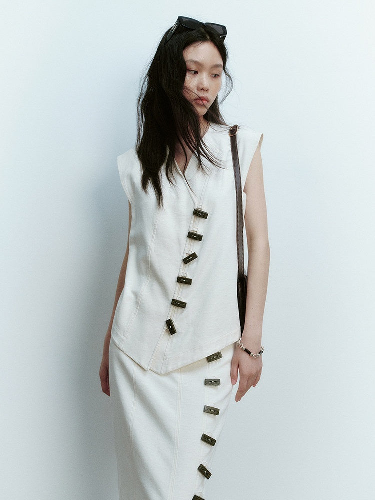 FUSSED_Natural_Tone_Wooden_Button_Asymmetric_V-neck_Women&