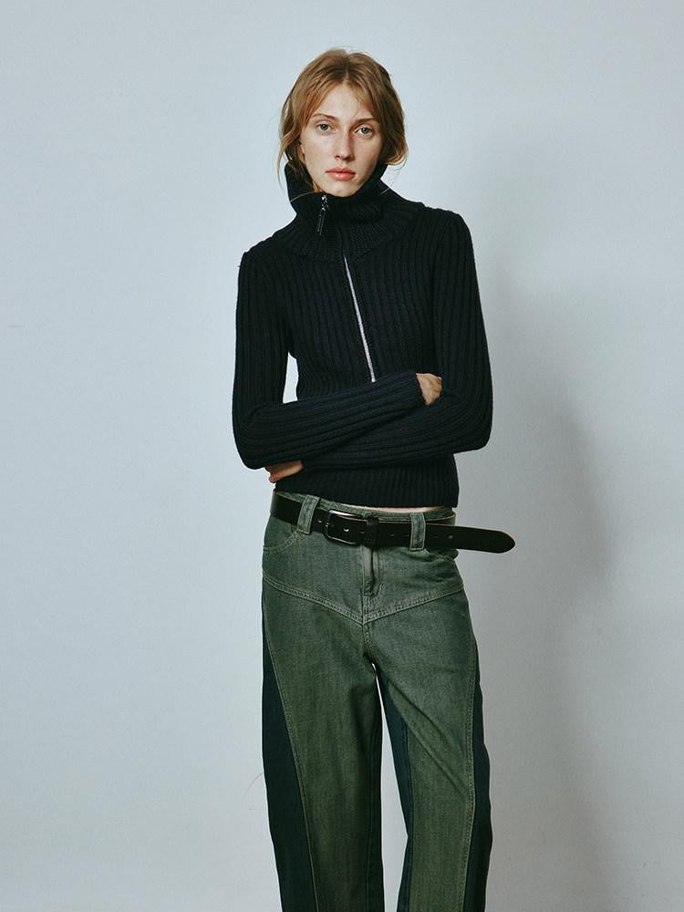 FUSSED Navy Slim Fit Vest And Zipper Cardigan Women&