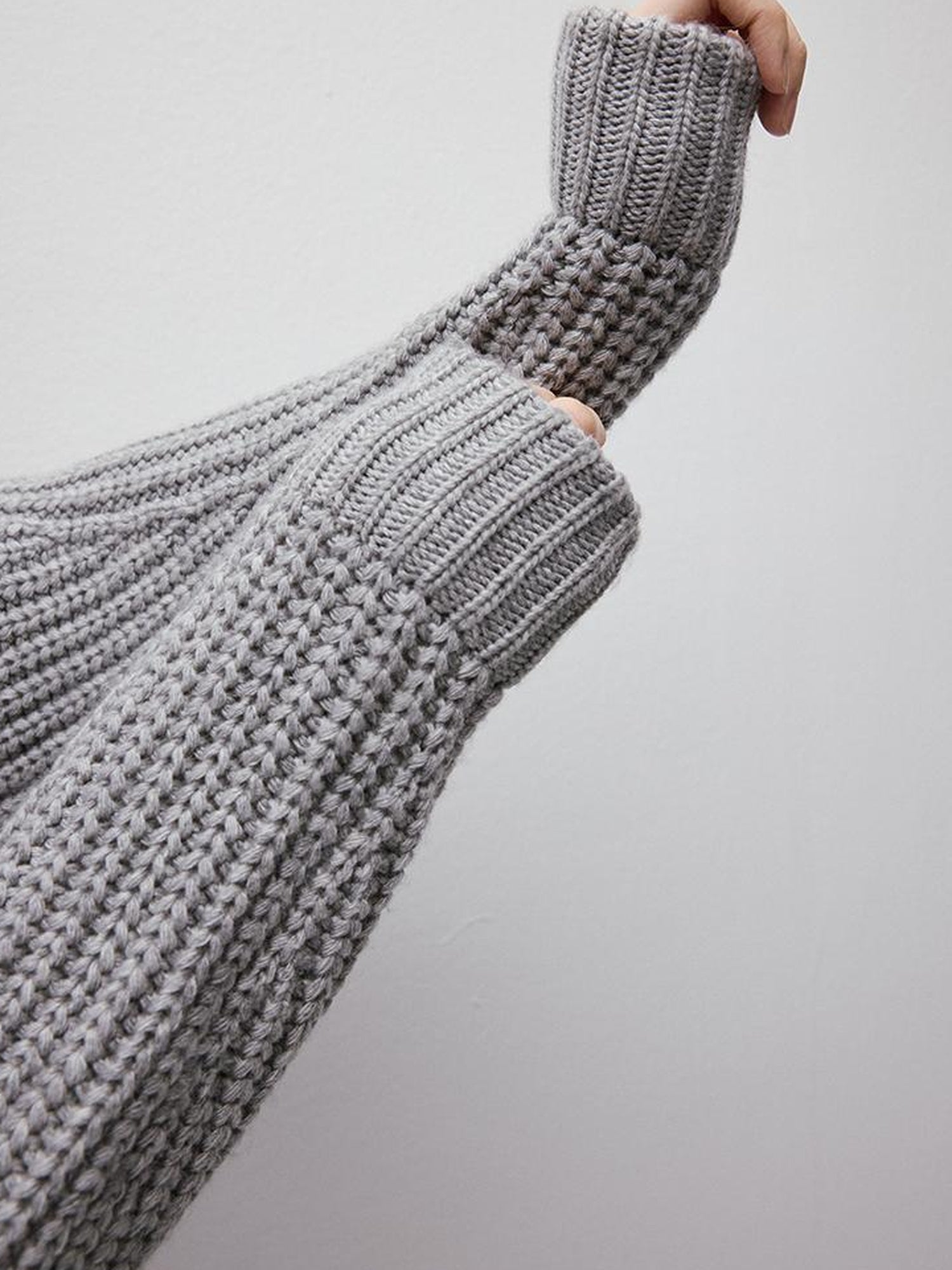 FUSSED Noise Textured V-Neck Knit Woven Asymmetrical Dress