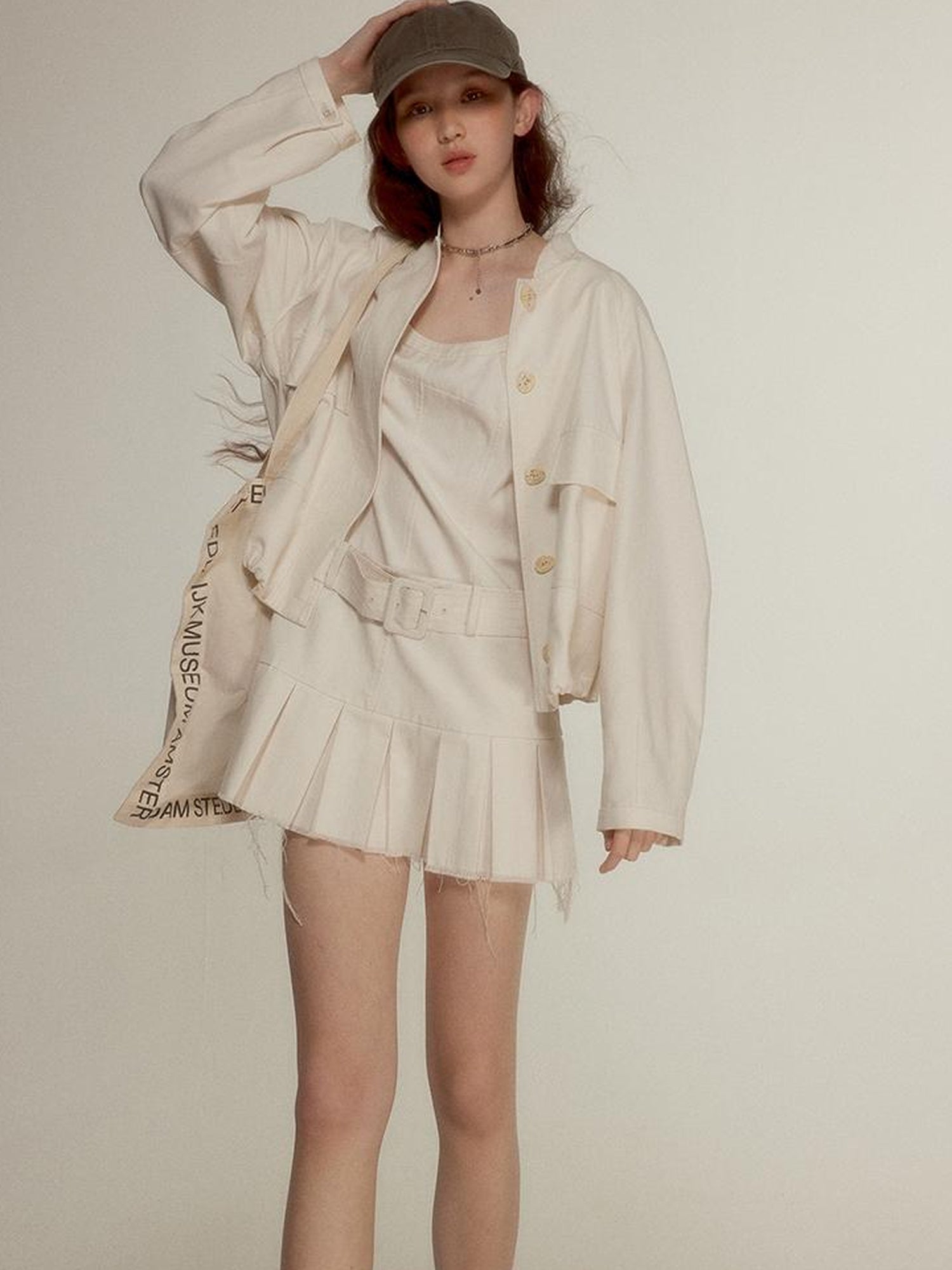 FUSSED Noisy White Heavy Quilting Raw Hem Denim Dress