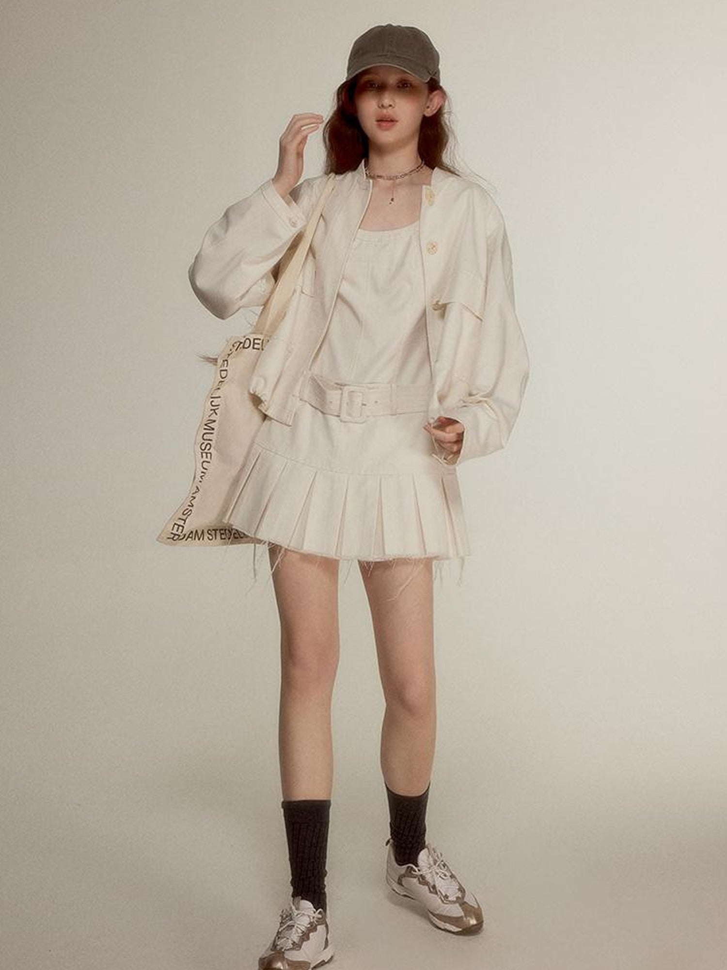 FUSSED Noisy White Heavy Quilting Raw Hem Denim Dress