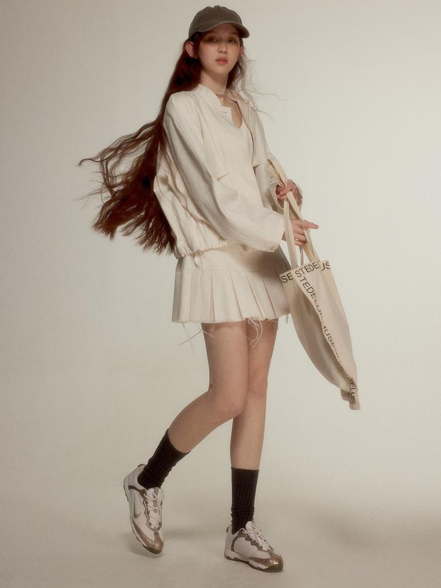 FUSSED Noisy White Heavy Quilting Raw Hem Denim Dress