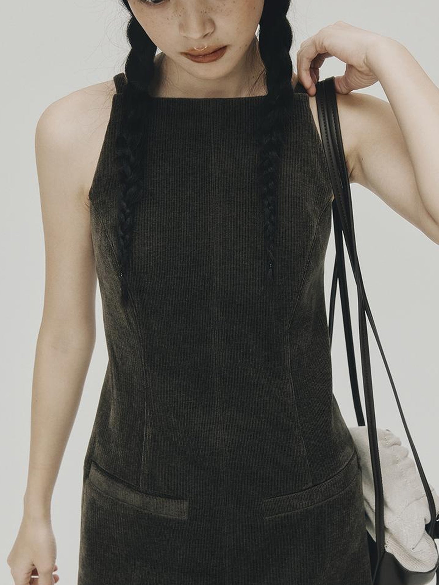 FUSSED Norwegian Forest Wood Velvet Pine Green Long Dress