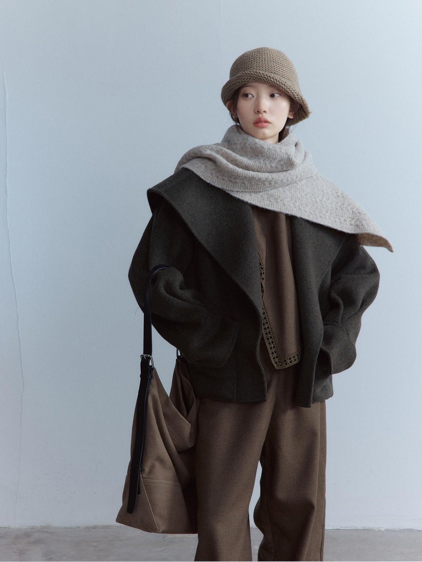 FUSSED Oatmeal Heavy Twisted Cable Patchwork Women&