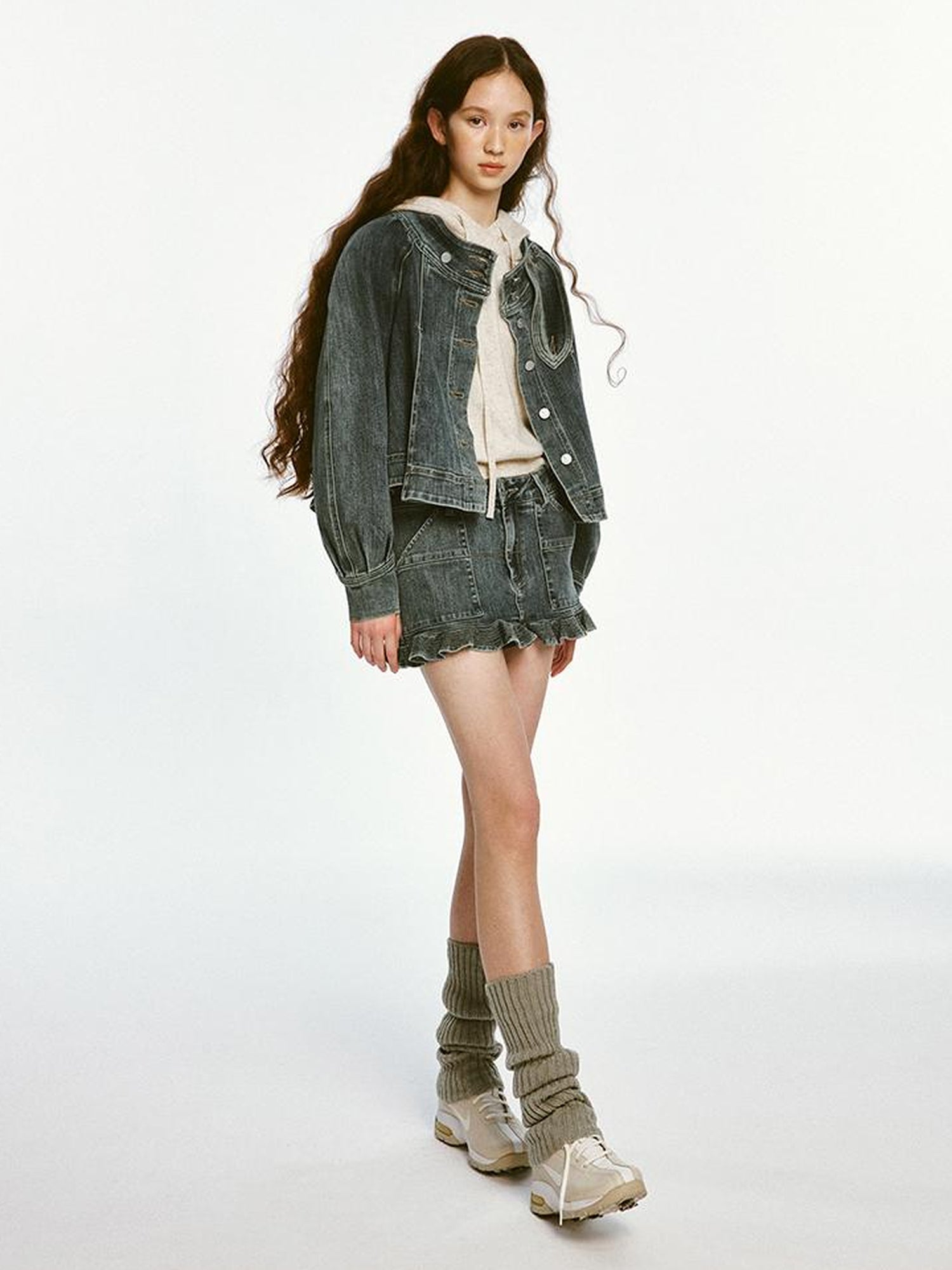 FUSSED Oatmeal Lamb Wool Sporty Hoodie And Shorts Set