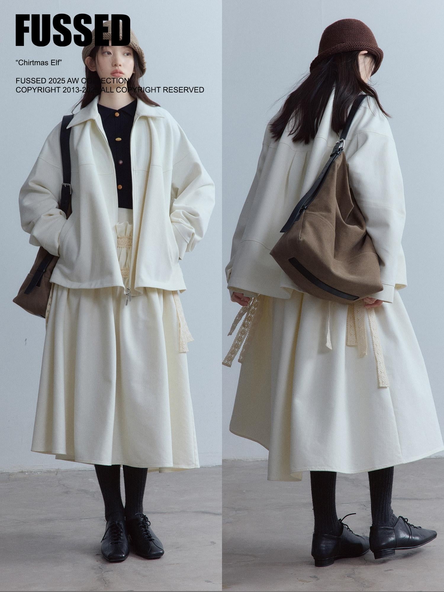 FUSSED Oatmeal White 3d Structured Patchwork Women&