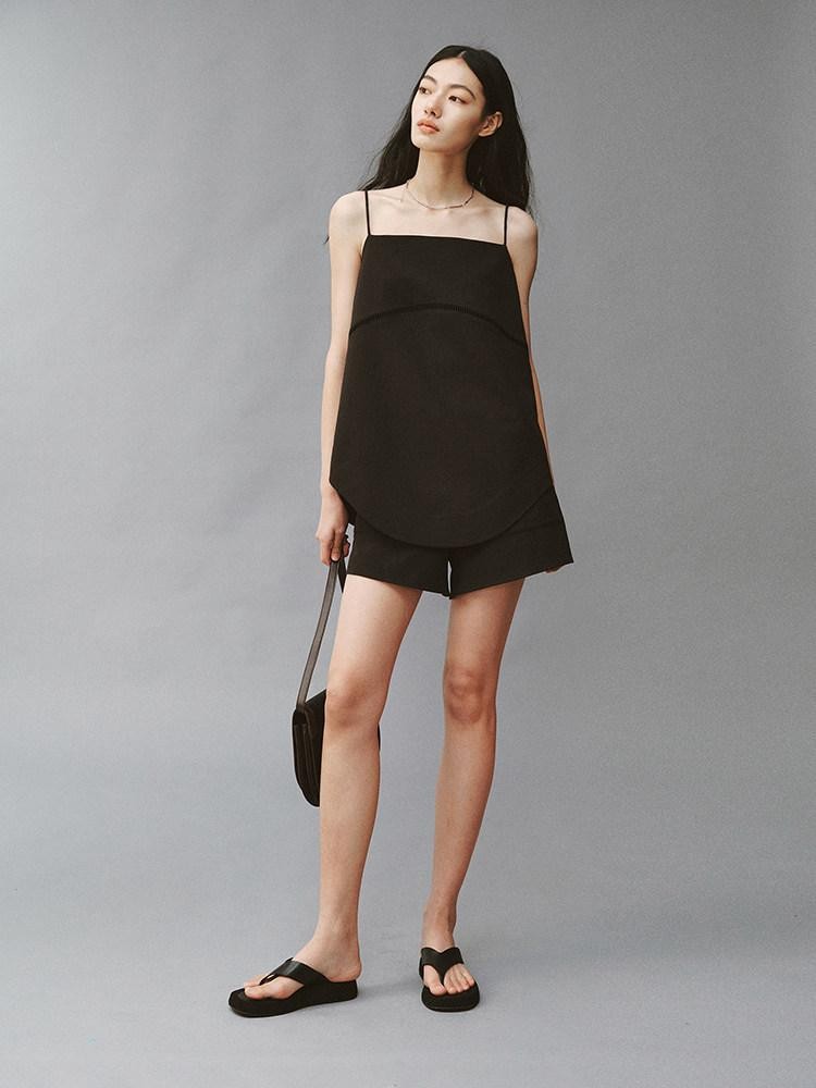 FUSSED Obsidian Black Cutout Panel Square Neck Women&