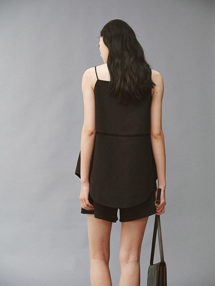 FUSSED Obsidian Black Cutout Panel Square Neck Women&