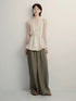 FUSSED_Olive_Grey_Green_Wool_Blend_Paper_Texture_Wide_Leg_Trousers_MISSTT
