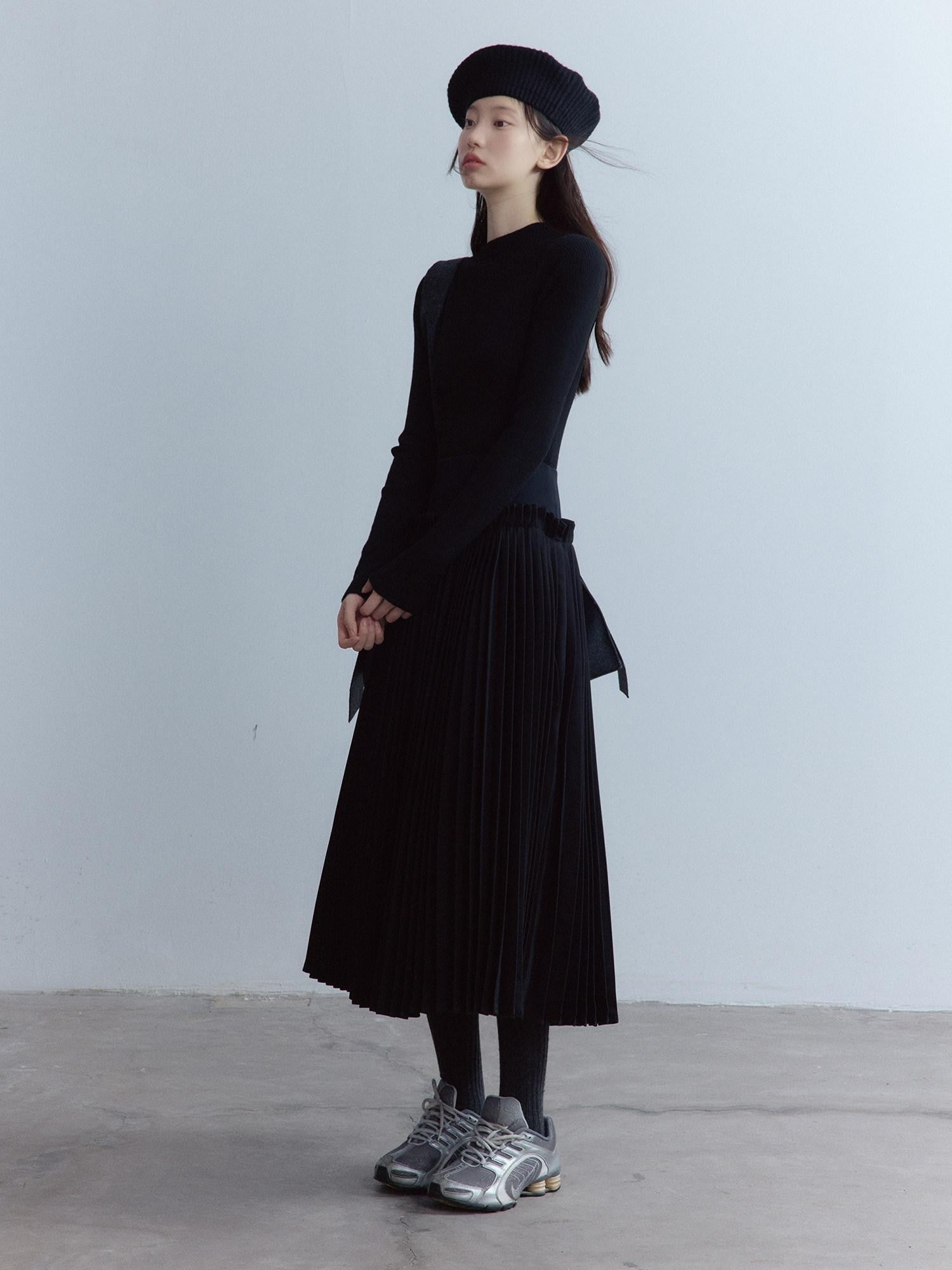 FUSSED Origami Raised Pleats Panelled Mixed Fabric Women&