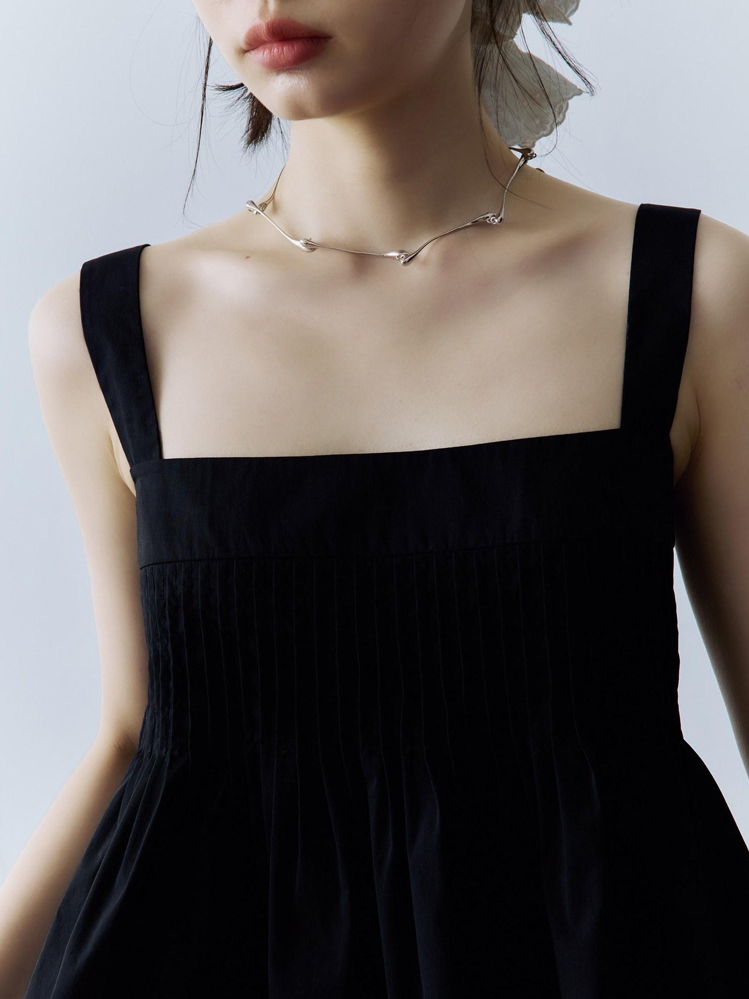 FUSSED Original Square Neck Loose Fit Cotton Cami Women Casual Black Midi Dresses