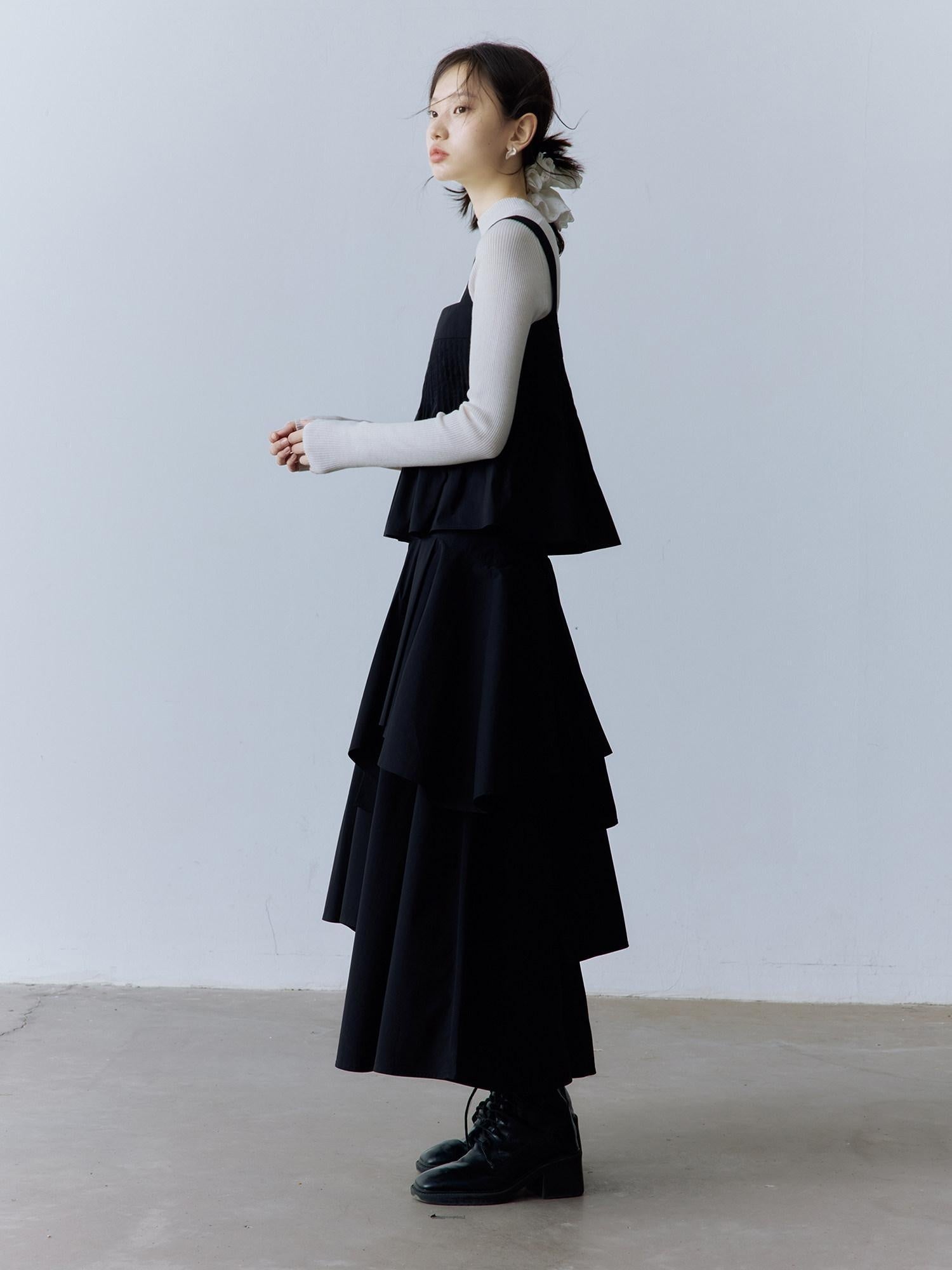 FUSSED Original Square Neck Loose Fit Cotton Cami Women Casual Black Midi Dresses