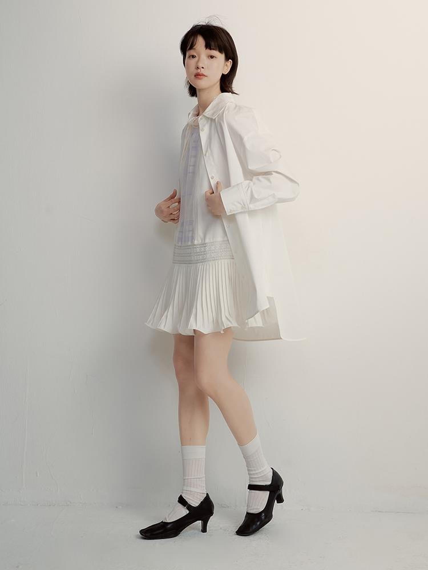 FUSSED Oversized Fog White Cotton Boyfriend Shirt Breathable Sun Protection