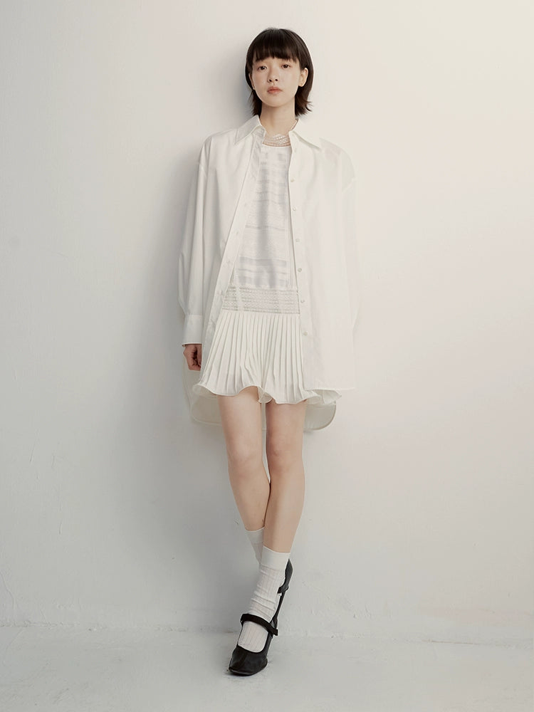 FUSSED_Oversized_Fog_White_Cotton_Boyfriend_Shirt_Breathable_Sun_Protection_MISSTT