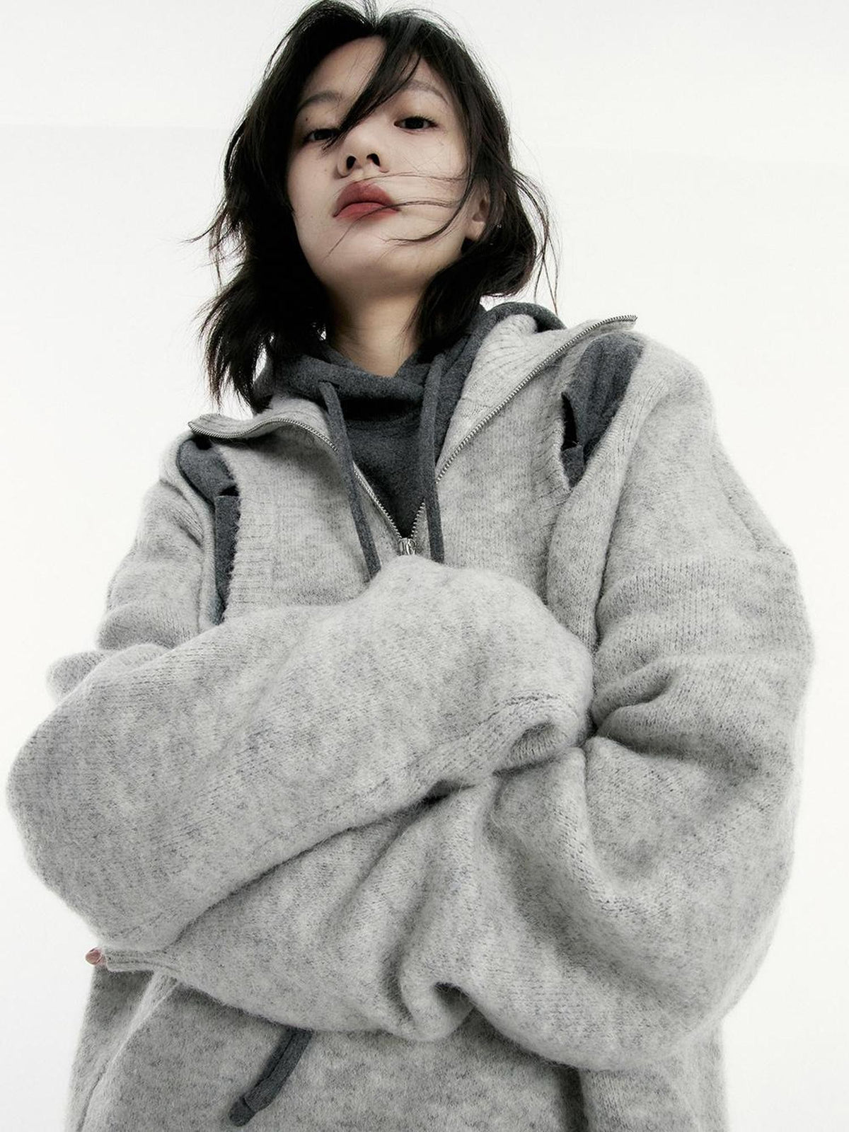 FUSSED Oversized Open Knit Wool Blend Women&