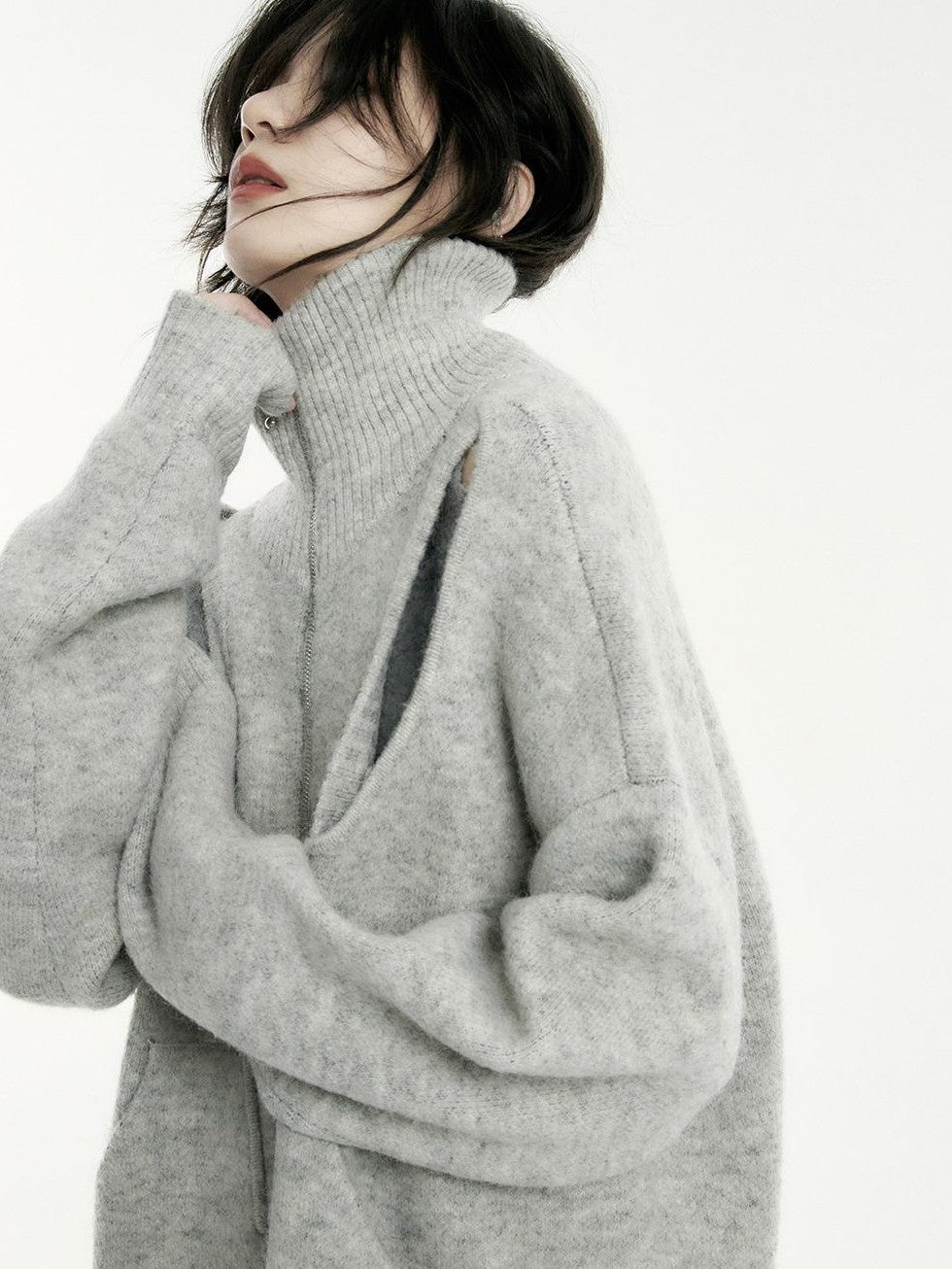 FUSSED Oversized Open Knit Wool Blend Women&