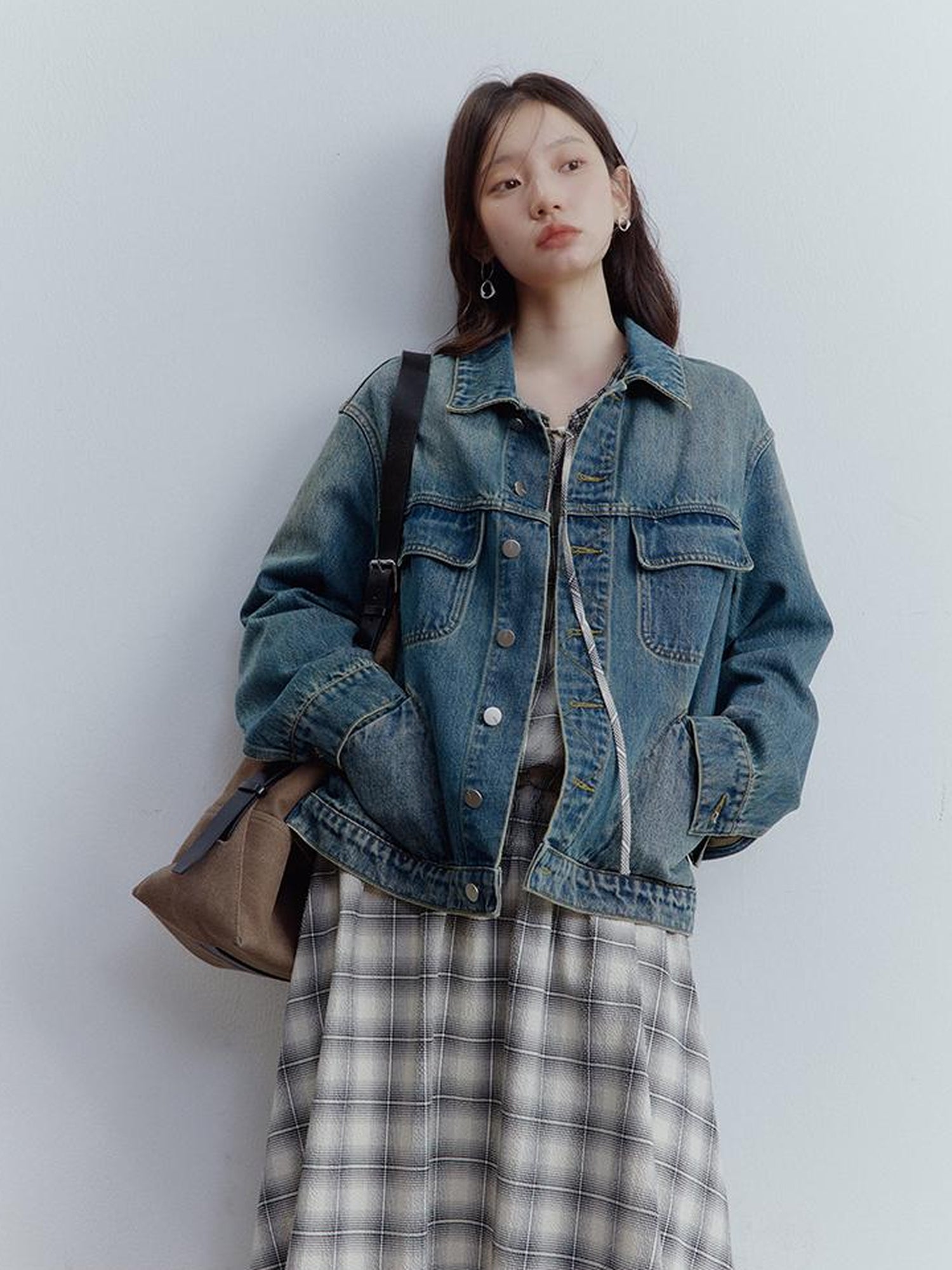 FUSSED Oversized Vintage Wash Denim Jacket In Retro Blue