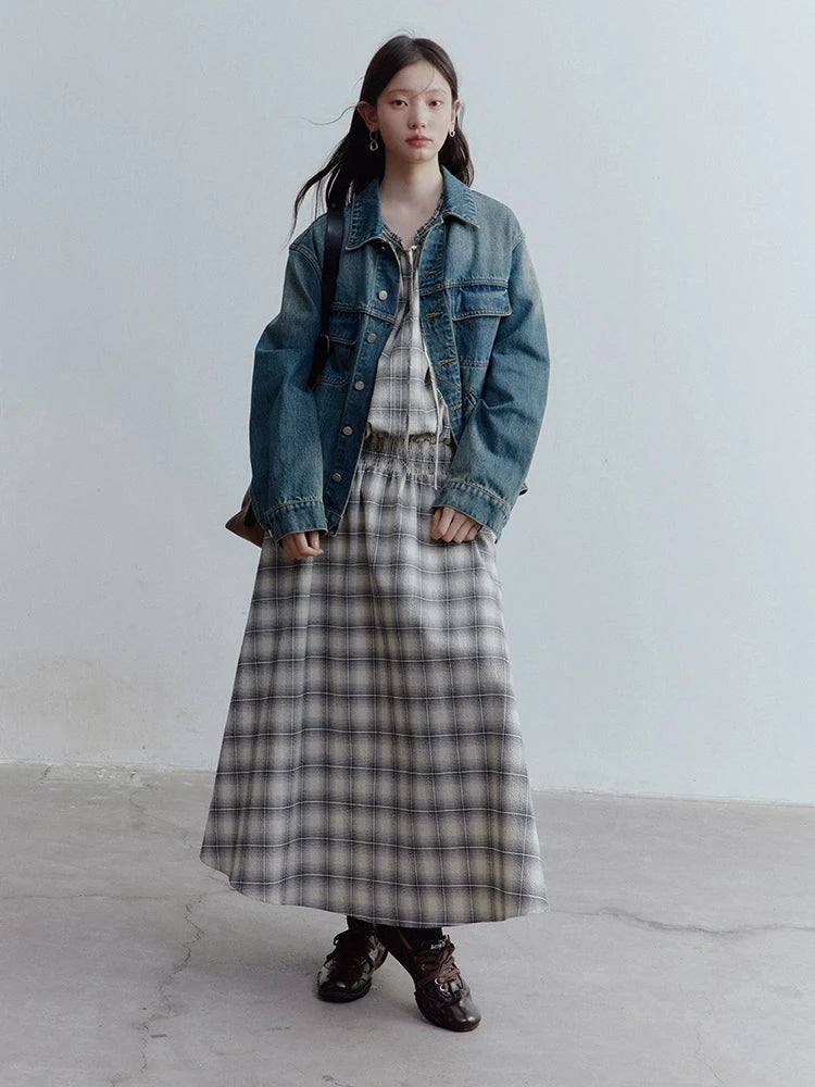 Oversized Vintage Wash Denim Jacket In Retro Blue