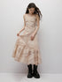 Pink Hour Check Jacquard Lace Hollow Out Dress