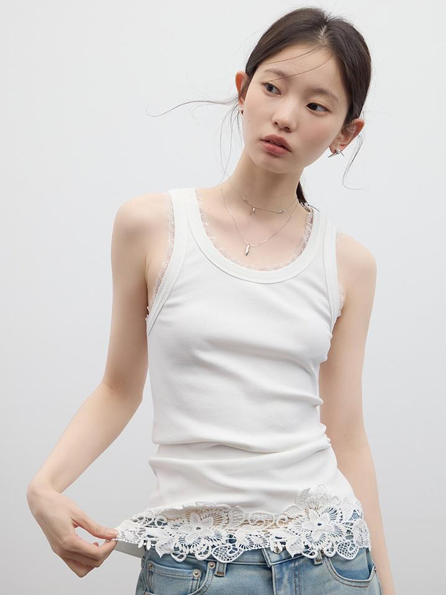 FUSSED Playful Time Heavywork Rope Embroidery Relaxed Hollow Knit Vest