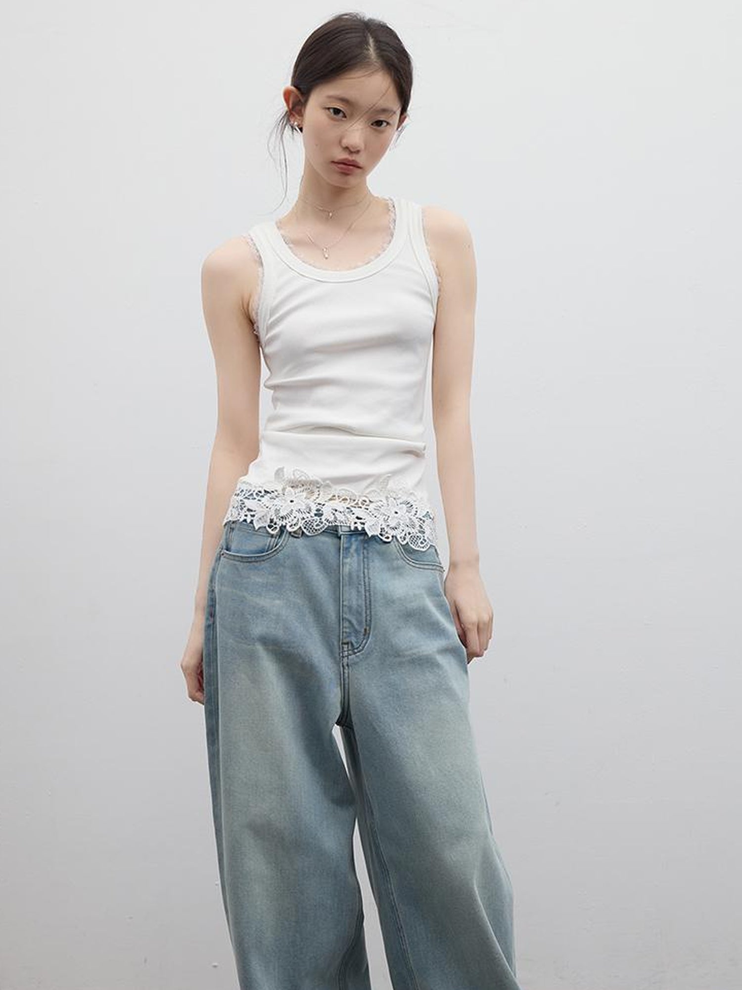 FUSSED Playful Time Heavywork Rope Embroidery Relaxed Hollow Knit Vest