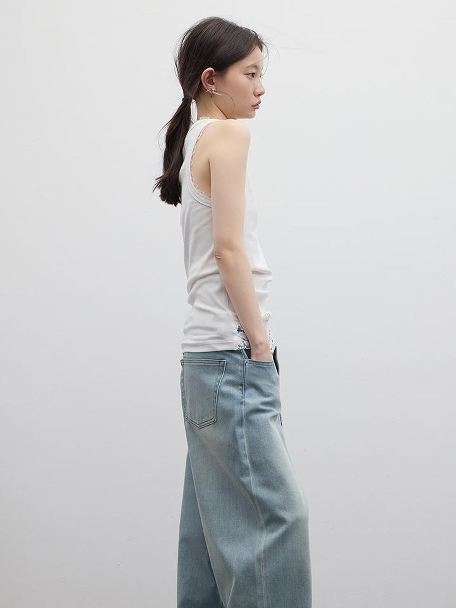 FUSSED Playful Time Heavywork Rope Embroidery Relaxed Hollow Knit Vest