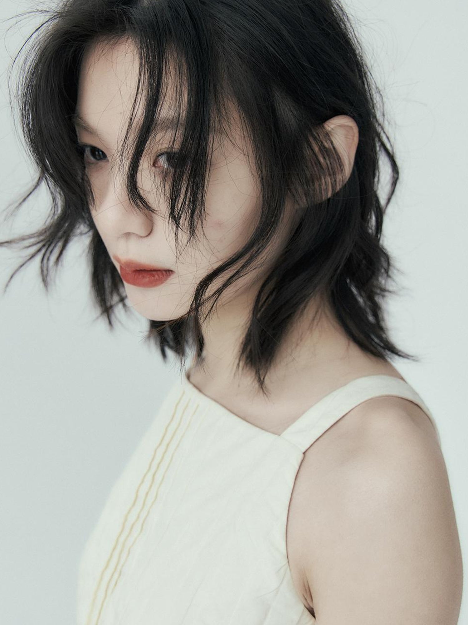 FUSSED Pleated Cotton Texture Strapless Top