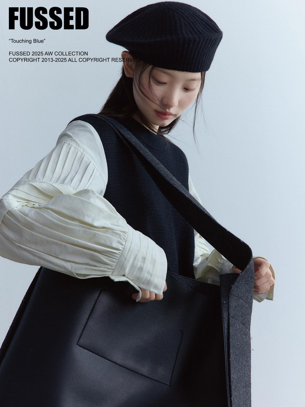 FUSSED Pleated Layered Shirt Paneled Black And White Women&