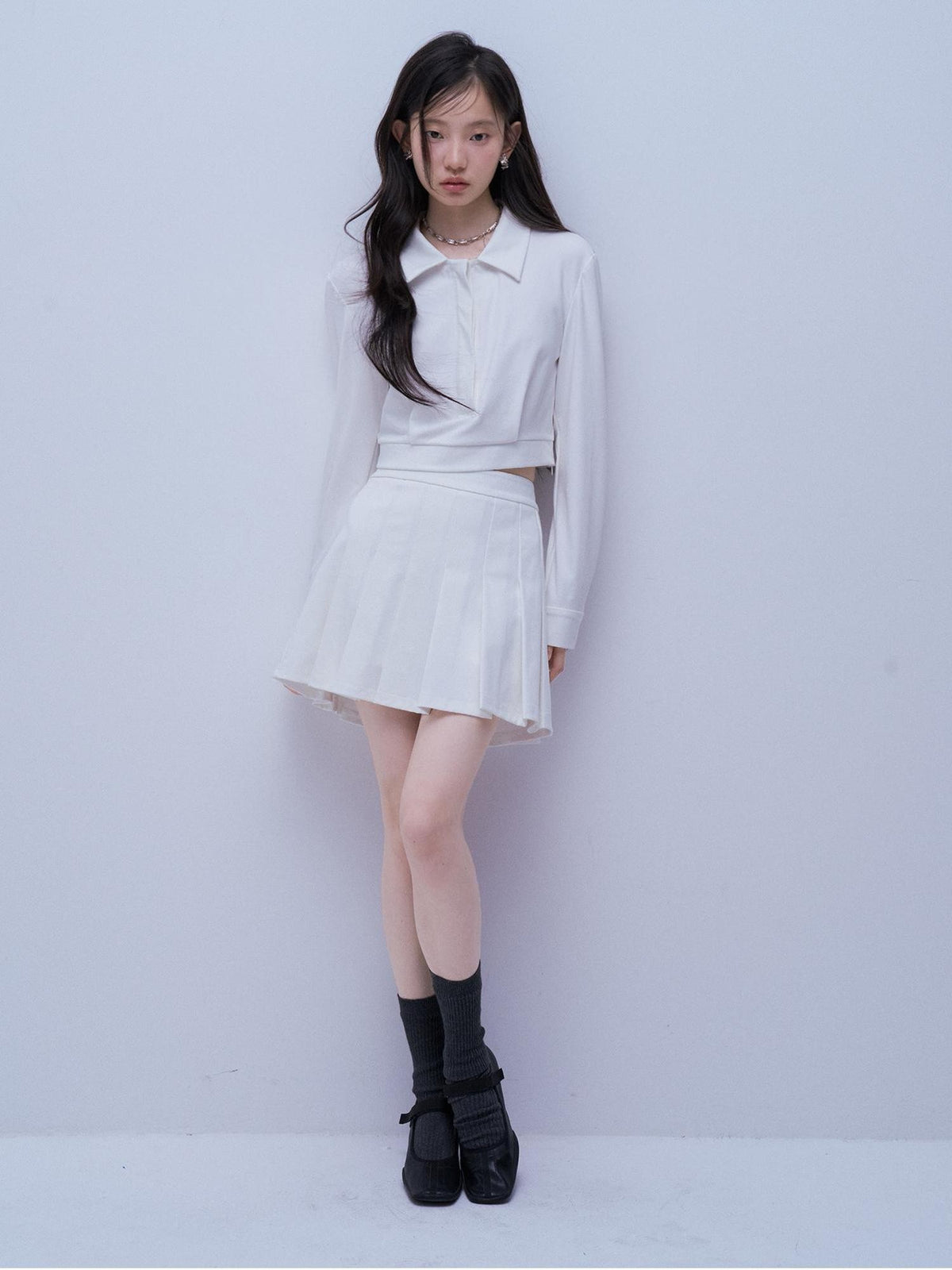 FUSSED Pleated Structured Solid Color Women&