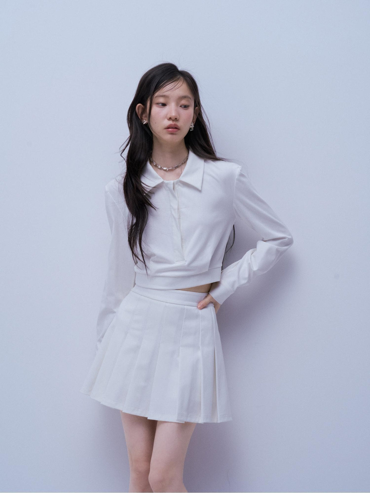 FUSSED Pleated Structured Solid Color Women&