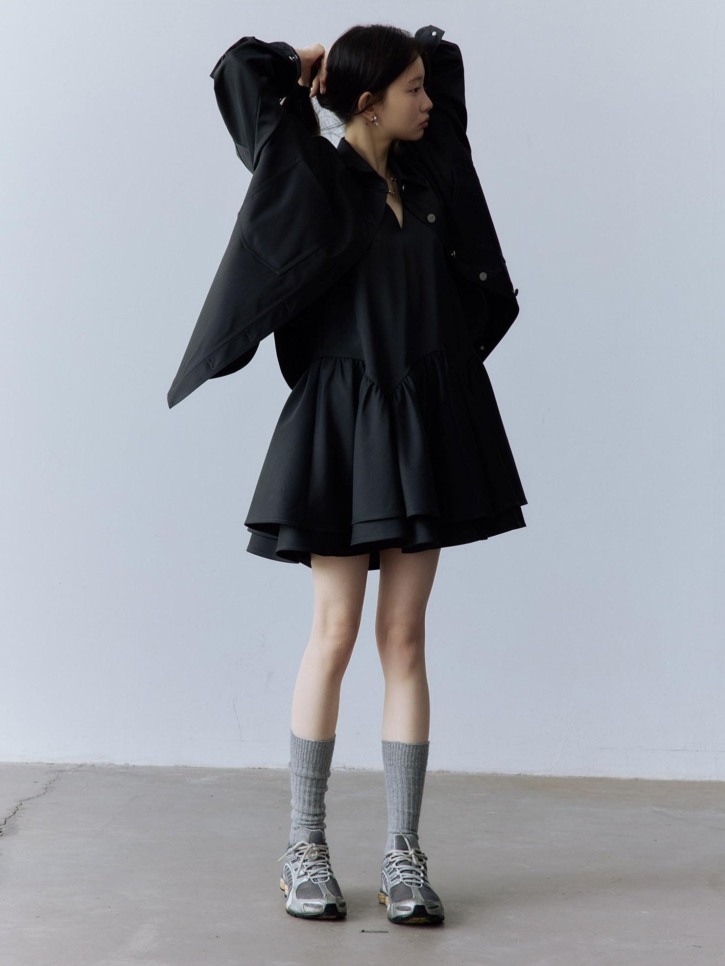 FUSSED Pocketed Utility Oversized Collared Long Sleeve Casual Young Women Button Blouse